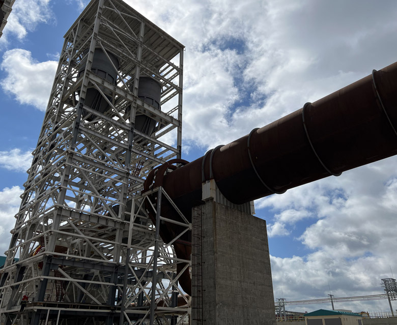 Rotary kiln for calcining petroleum coke in Russia