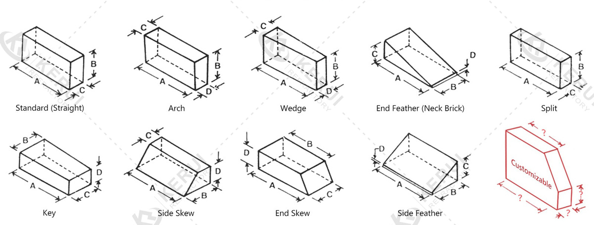 Shapes and Sizes of Kerui Insulating Fire Brick