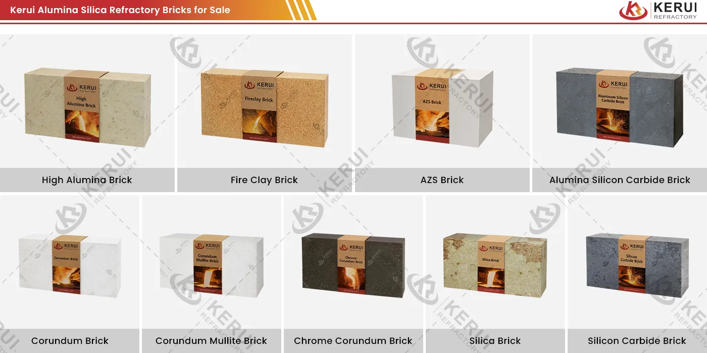 Types of Kerui Alumina Silica Refractory Bricks for Sale